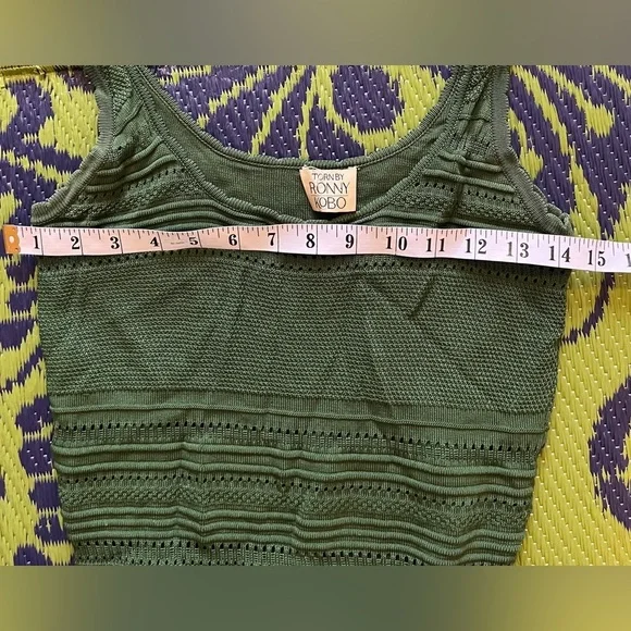Torn By Ronny Kobo Green Fit & Flare Knit Dress Size Medium Elegant Sleeveless - Picture 8 of 10